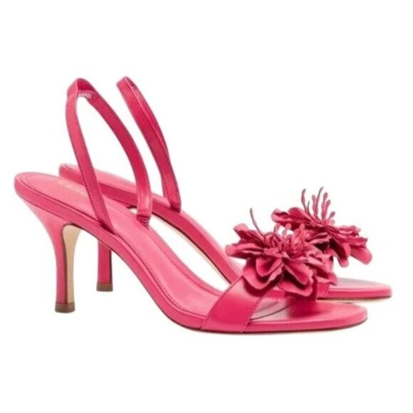 🆕LARROUDE Hibiscus Slingback Flower Sandal Shoes 8.5 Pink - Picture 2 of 12